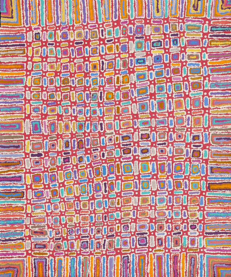 Aboriginal Artwork by Lynette Nangala Singleton, Ngapa Jukurrpa - Puyurru, 91x76cm