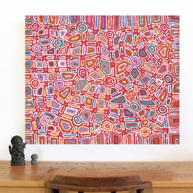 Aboriginal Artwork by Lynette Nangala Singleton, Ngapa Jukurrpa - Puyurru, 91x76cm