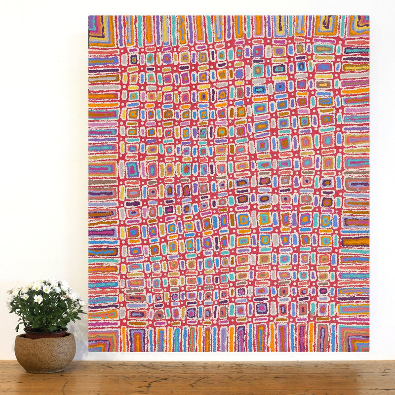 Aboriginal Artwork by Lynette Nangala Singleton, Ngapa Jukurrpa - Puyurru, 91x76cm