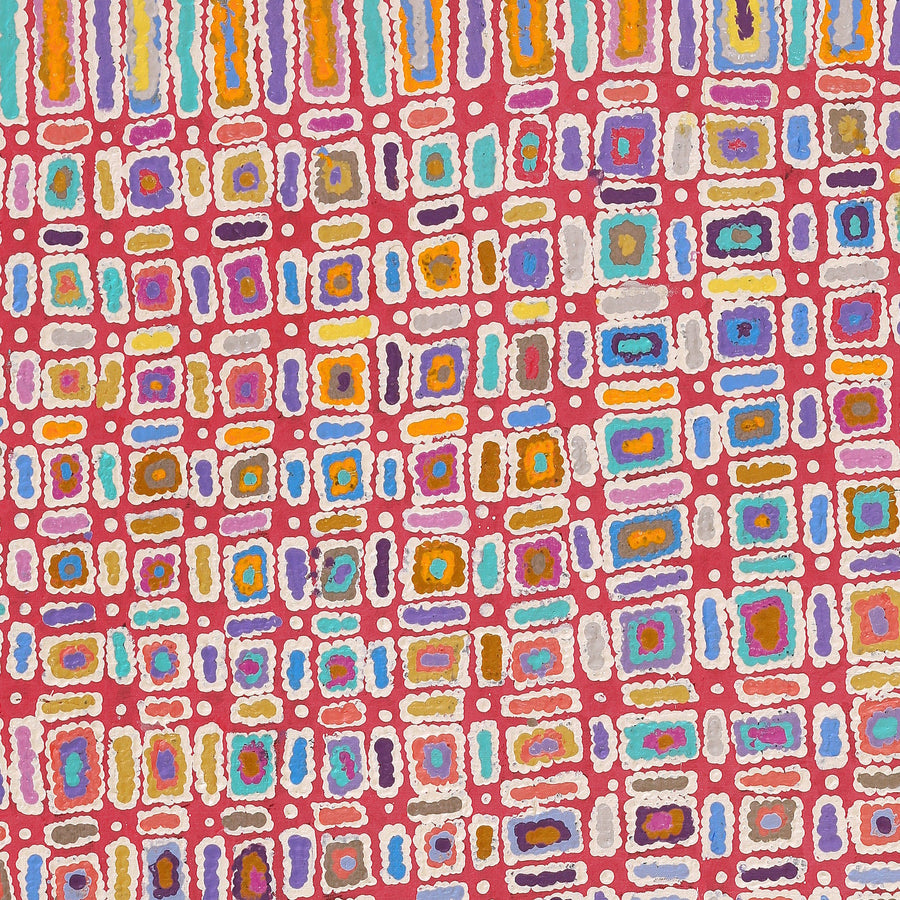 Aboriginal Artwork by Lynette Nangala Singleton, Ngapa Jukurrpa - Puyurru, 91x76cm