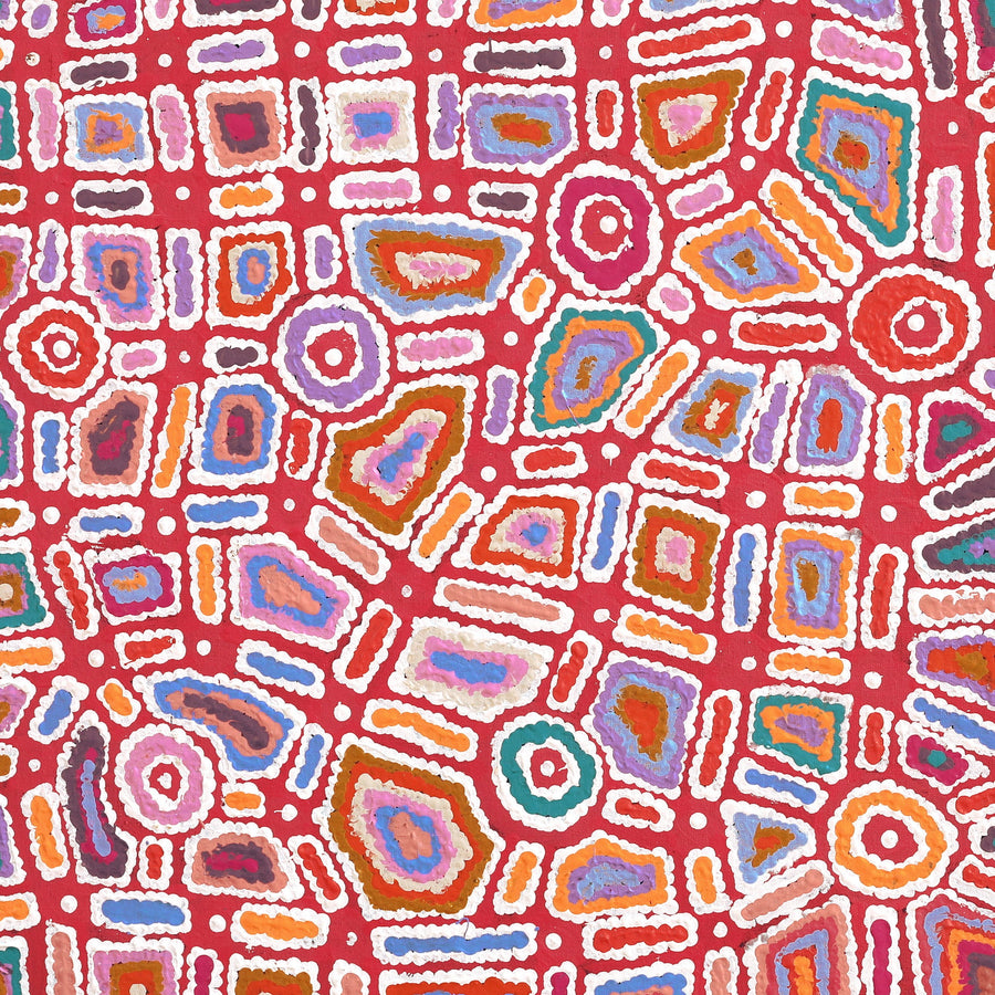 Aboriginal Artwork by Lynette Nangala Singleton, Ngapa Jukurrpa - Puyurru, 91x76cm