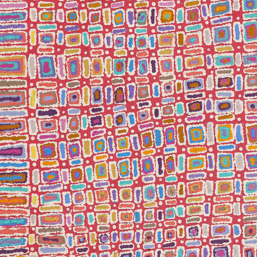 Aboriginal Artwork by Lynette Nangala Singleton, Ngapa Jukurrpa - Puyurru, 91x76cm