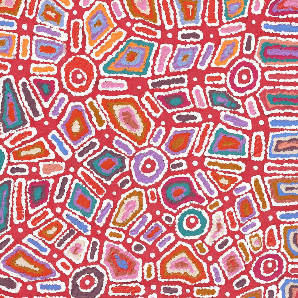 Aboriginal Artwork by Lynette Nangala Singleton, Ngapa Jukurrpa - Puyurru, 91x76cm