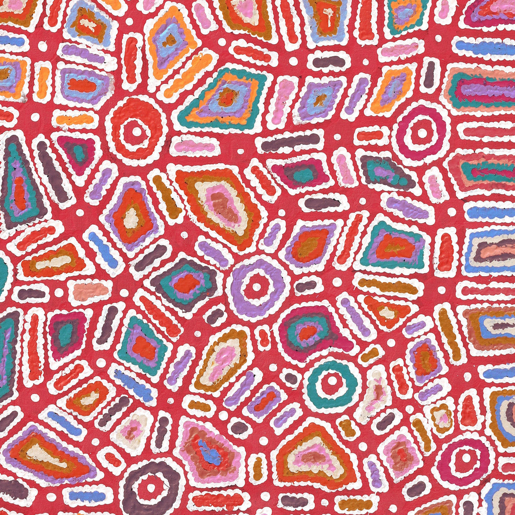 Aboriginal Art by Lynette Nangala Singleton, Ngapa Jukurrpa - Puyurru, 91x76cm - ART ARK®