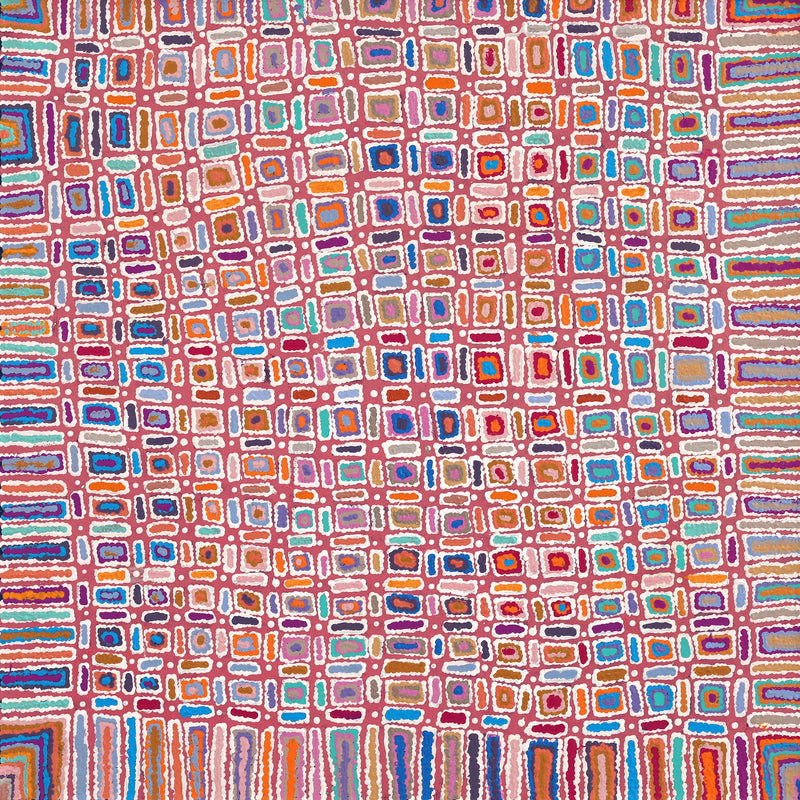 Aboriginal Artwork by Lynette Nangala Singleton, Ngapa Jukurrpa - Puyurru, 91x91cm