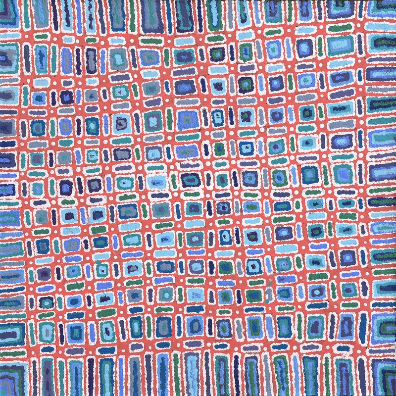 Aboriginal Artwork by Lynette Nangala Singleton, Ngapa Jukurrpa - Puyurru, 91x91cm