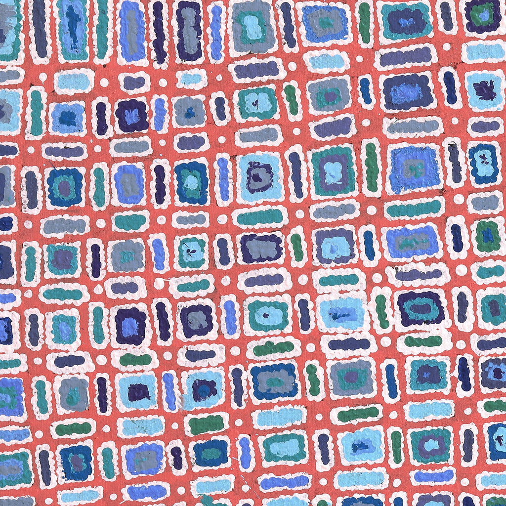 Aboriginal Artwork by Lynette Nangala Singleton, Ngapa Jukurrpa - Puyurru, 91x91cm