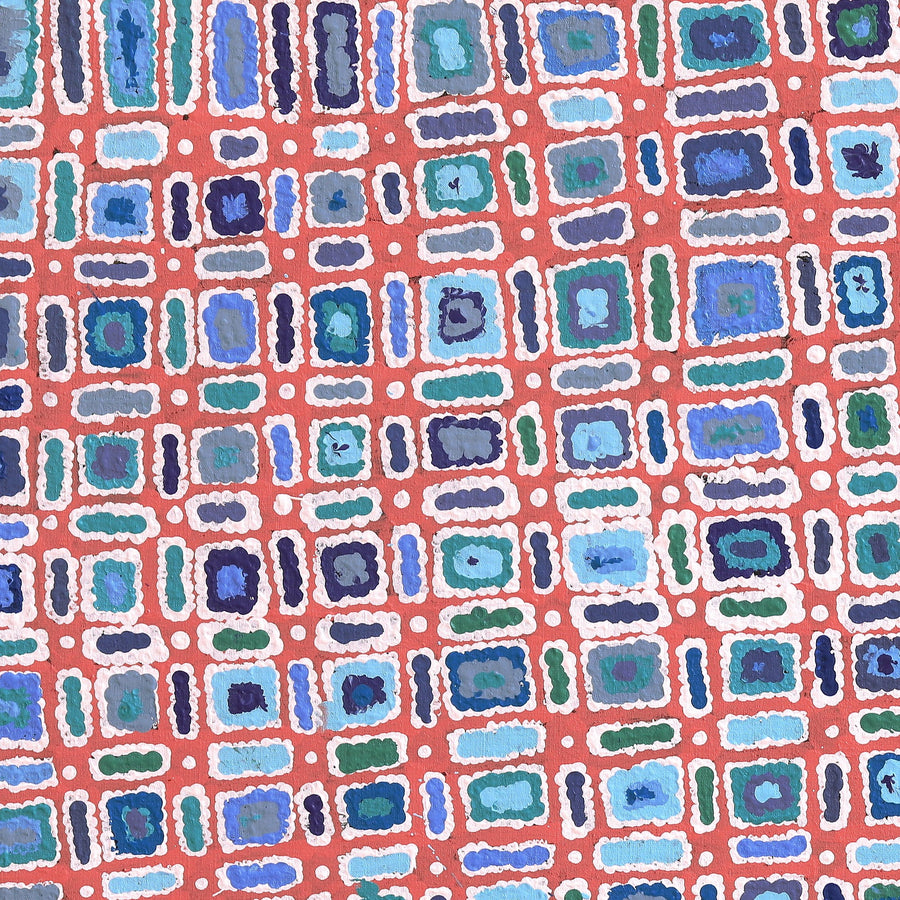 Aboriginal Artwork by Lynette Nangala Singleton, Ngapa Jukurrpa - Puyurru, 91x91cm