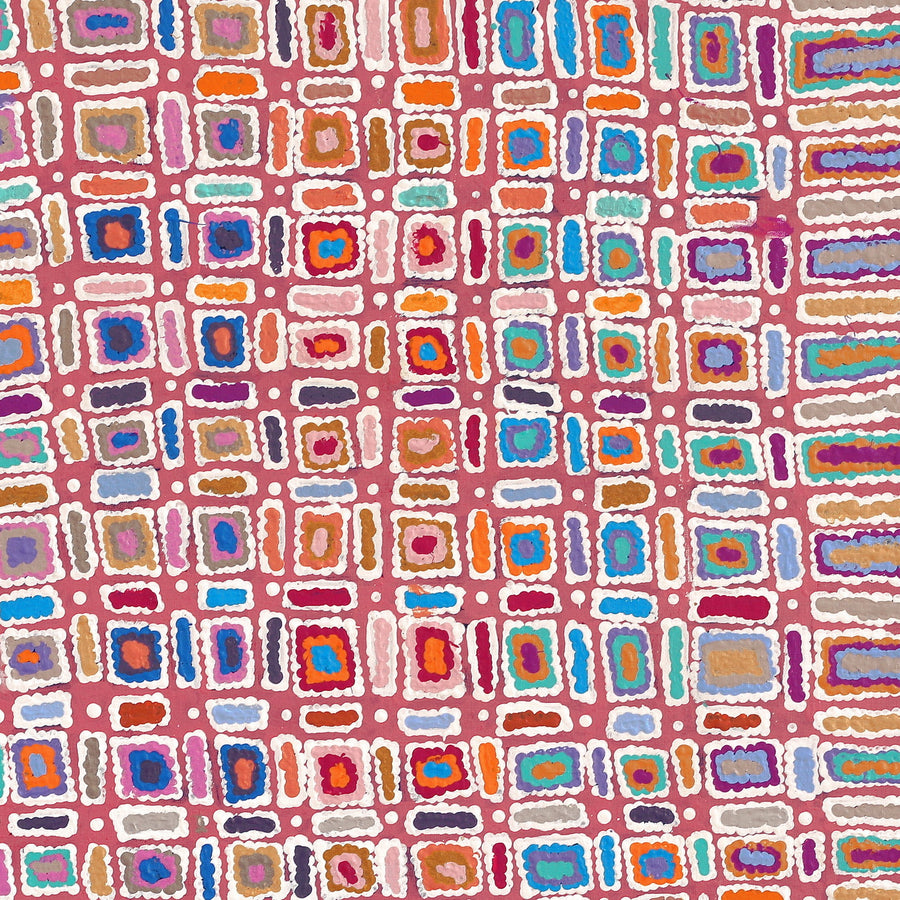 Aboriginal Artwork by Lynette Nangala Singleton, Ngapa Jukurrpa - Puyurru, 91x91cm