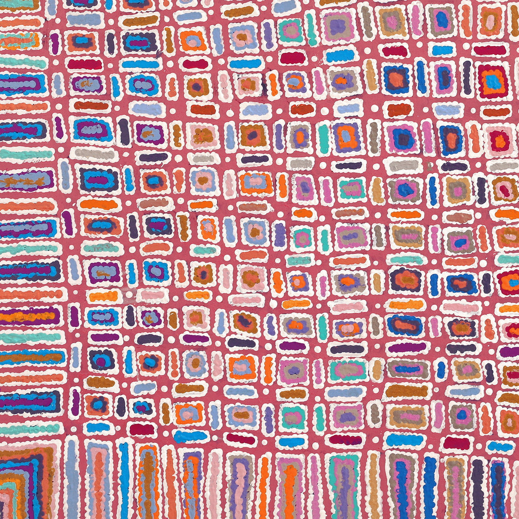 Aboriginal Artwork by Lynette Nangala Singleton, Ngapa Jukurrpa - Puyurru, 91x91cm