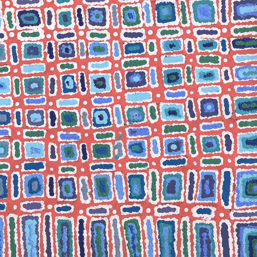 Aboriginal Artwork by Lynette Nangala Singleton, Ngapa Jukurrpa - Puyurru, 91x91cm