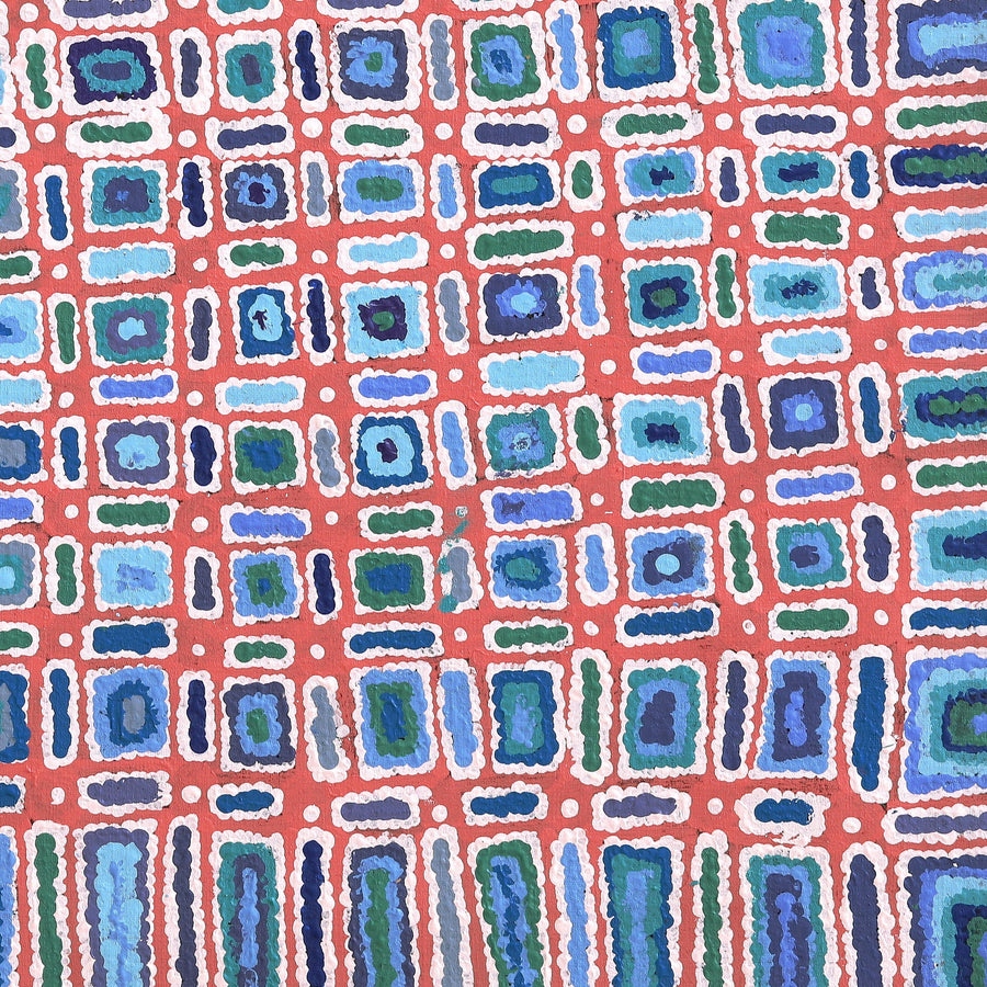Aboriginal Artwork by Lynette Nangala Singleton, Ngapa Jukurrpa - Puyurru, 91x91cm