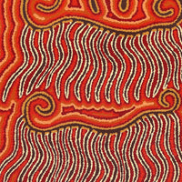 Aboriginal Artwork by Madeleine Napangardi Dixon, Majardi Jukurrpa (Hairstring Belt/Skirt or Tassel Dreaming) - Mina Mina, 107x46cm