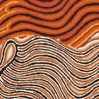 Aboriginal Artwork by Madeleine Napangardi Dixon, Majardi Jukurrpa (Hairstring Belt/Skirt or Tassel Dreaming) - Mina Mina, 107x46cm