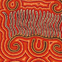 Aboriginal Art by Madeleine Napangardi Dixon, Majardi Jukurrpa (Hairstring Belt/Skirt or Tassel Dreaming) - Mina Mina, 107x46cm - ART ARK®