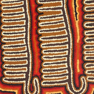 Aboriginal Art by Madeleine Napangardi Dixon, Majardi Jukurrpa (Hairstring Belt/Skirt or Tassel Dreaming) - Mina Mina, 61x46cm - ART ARK®