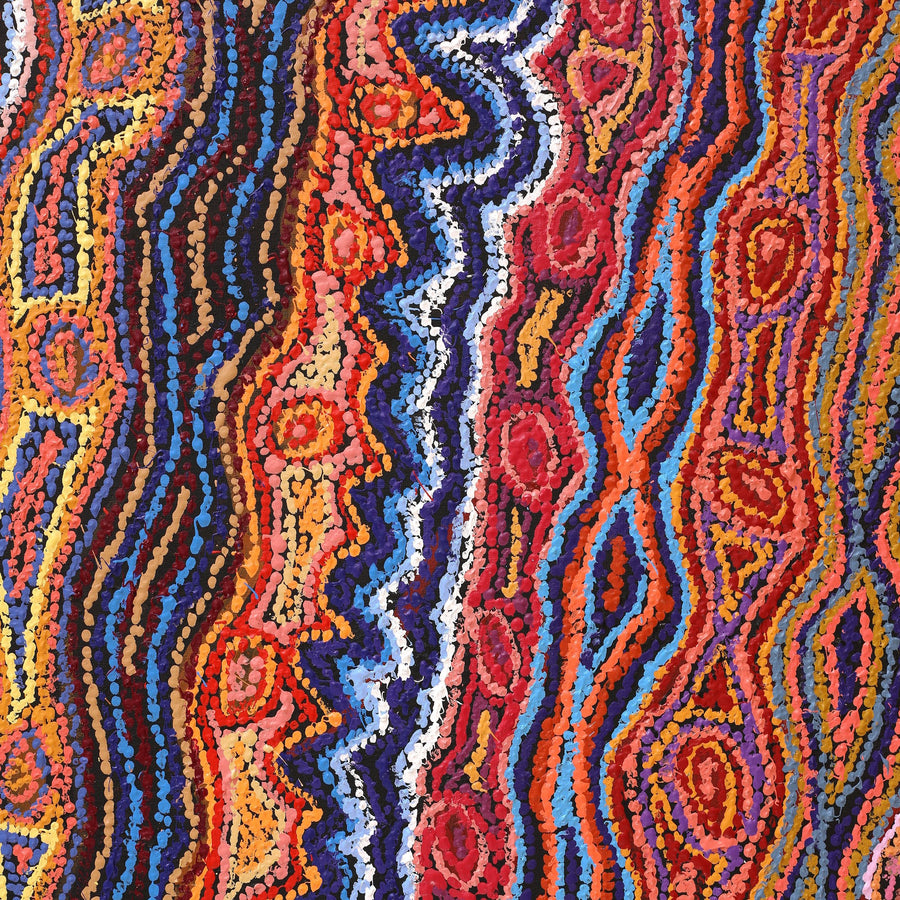 Aboriginal Artwork by Magda Nakamarra Curtis, Lappi Lappi Jukurrpa, 107x107cm