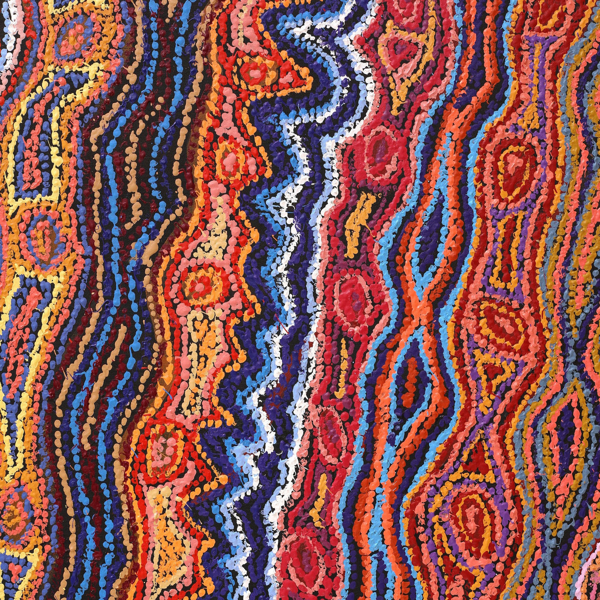 Aboriginal Art by Magda Nakamarra Curtis, Lappi Lappi Jukurrpa, 107x107cm - ART ARK®