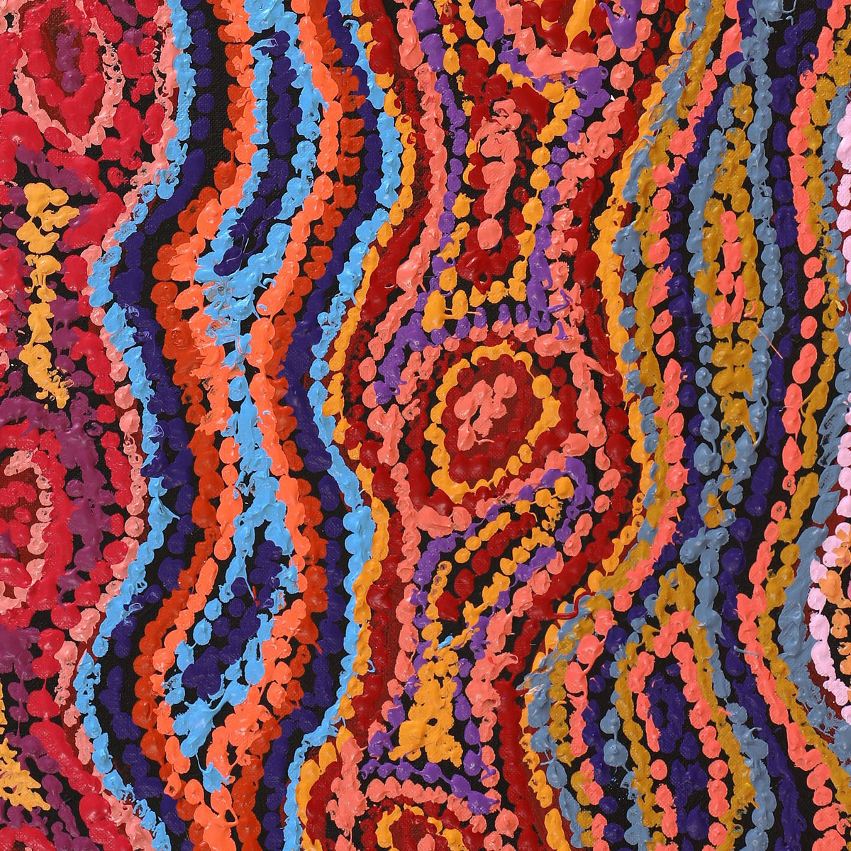 Aboriginal Art by Magda Nakamarra Curtis, Lappi Lappi Jukurrpa, 107x107cm - ART ARK®