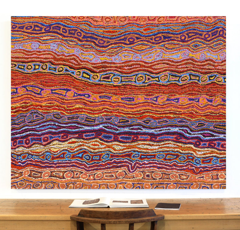 Aboriginal Artwork by Magda Nakamarra Curtis, Lappi Lappi Jukurrpa, 152x122cm