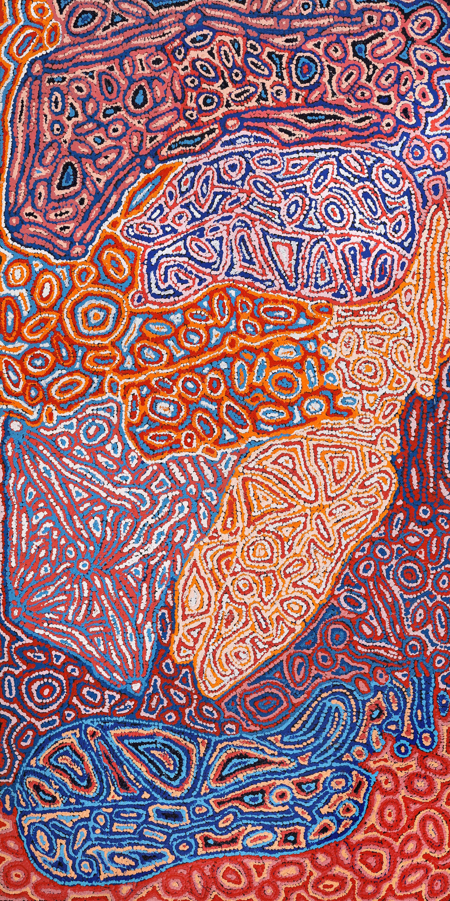 Aboriginal Artwork by Magda Nakamarra Curtis, Lappi Lappi Jukurrpa, 182x91cm