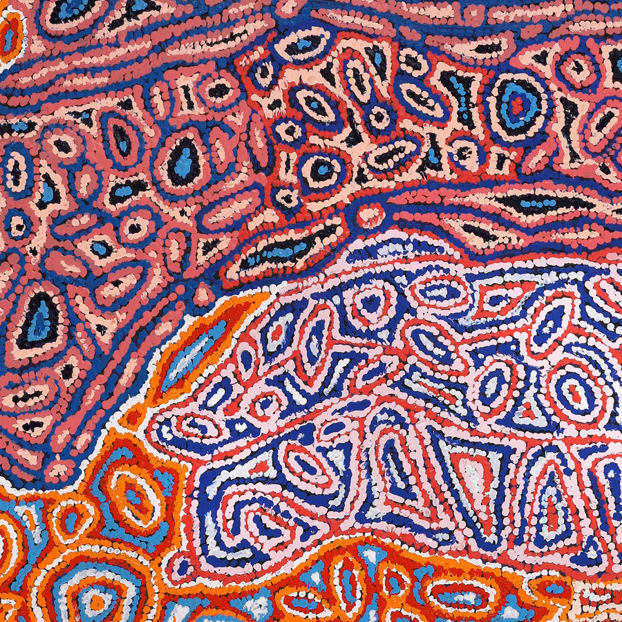 Aboriginal Artwork by Magda Nakamarra Curtis, Lappi Lappi Jukurrpa, 182x91cm