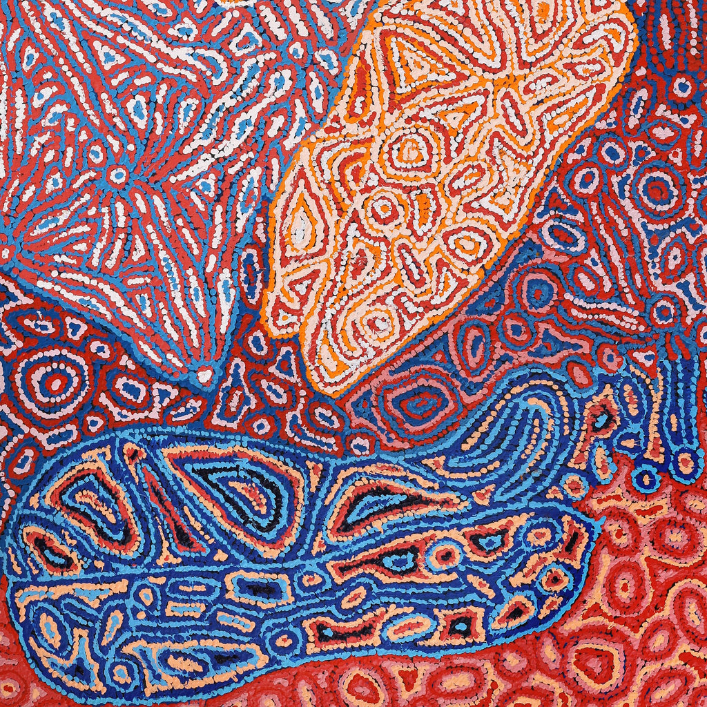 Aboriginal Art by Magda Nakamarra Curtis, Lappi Lappi Jukurrpa, 182x91cm - ART ARK®