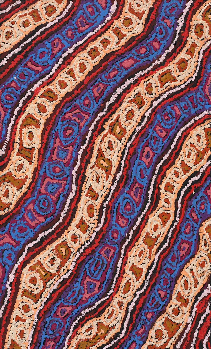 Aboriginal Artwork by Magda Nakamarra Curtis, Lappi Lappi Jukurrpa, 76x46cm