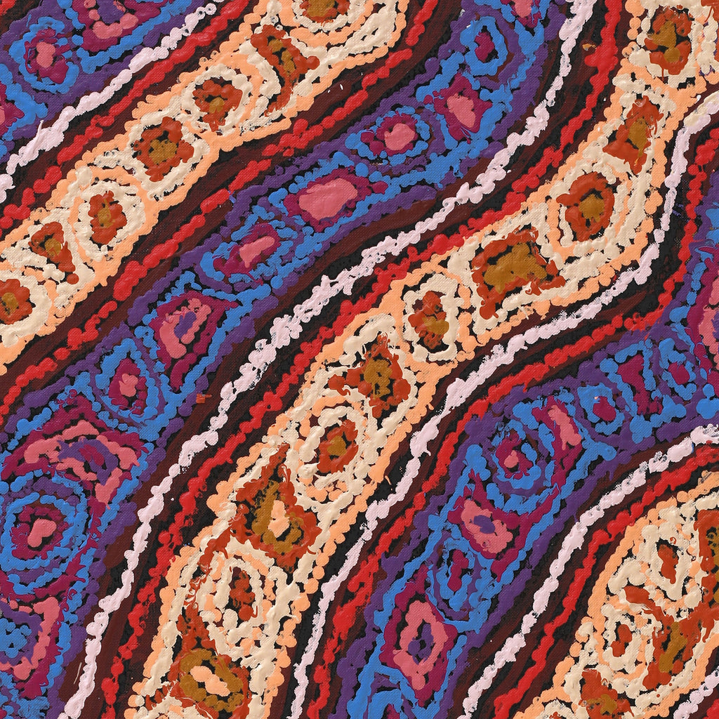 Aboriginal Art by Magda Nakamarra Curtis, Lappi Lappi Jukurrpa, 76x46cm - ART ARK®