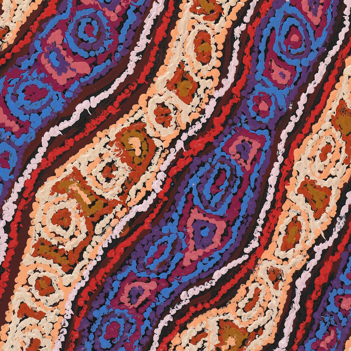 Aboriginal Art by Magda Nakamarra Curtis, Lappi Lappi Jukurrpa, 76x46cm - ART ARK®