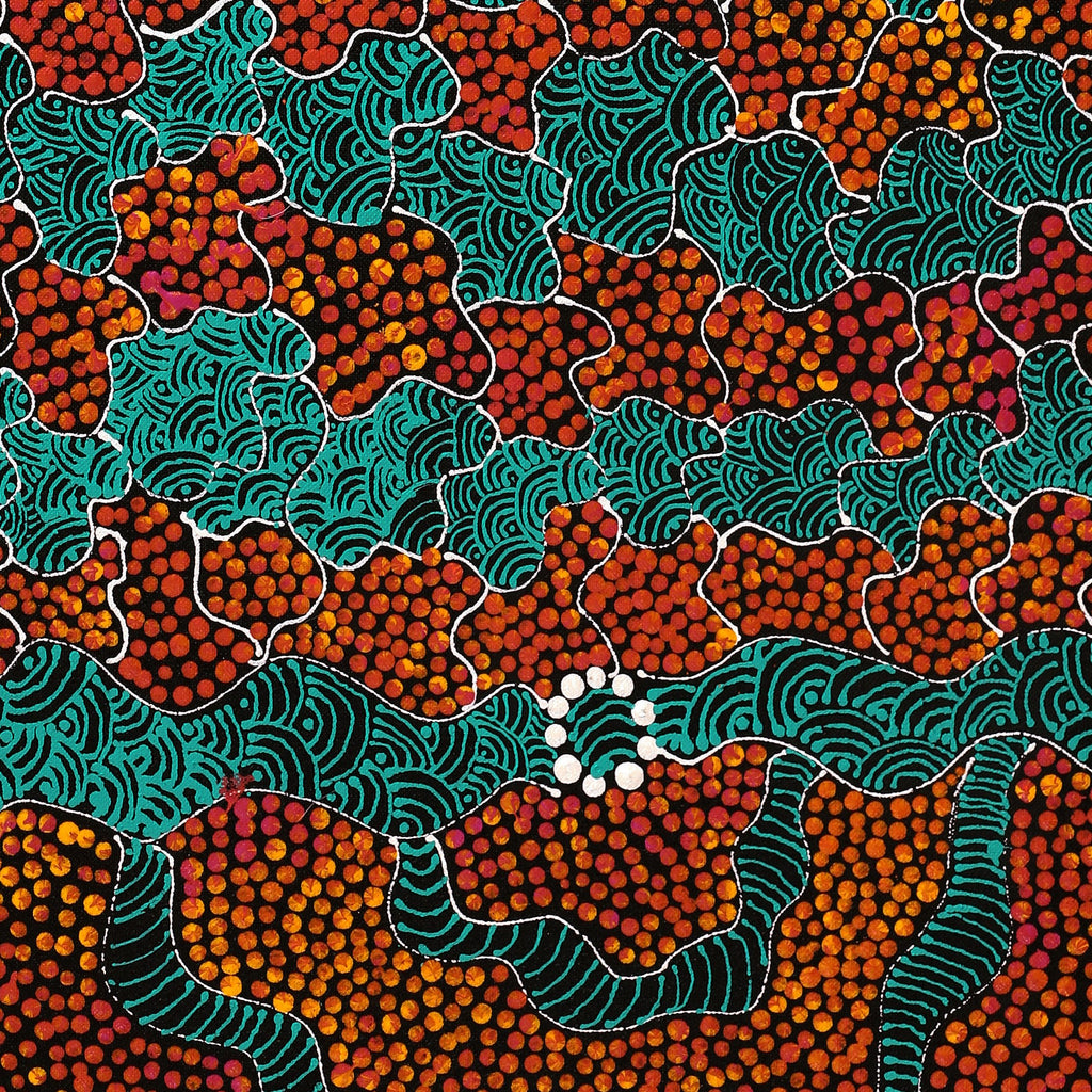 Aboriginal Art by Maggie Napangardi Williams, Janmarda Jukurrpa (Bush Onion Dreaming), 76x30cm - ART ARK®