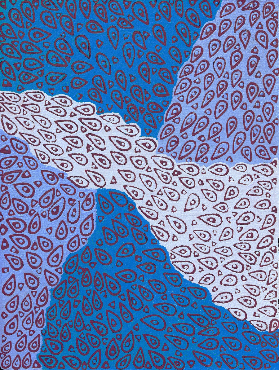 Aboriginal Artwork by Maisie Napurrurla Wayne, Lukarrara Jukurrpa (Desert Fringe-rush Seed Dreaming), 61x46cm