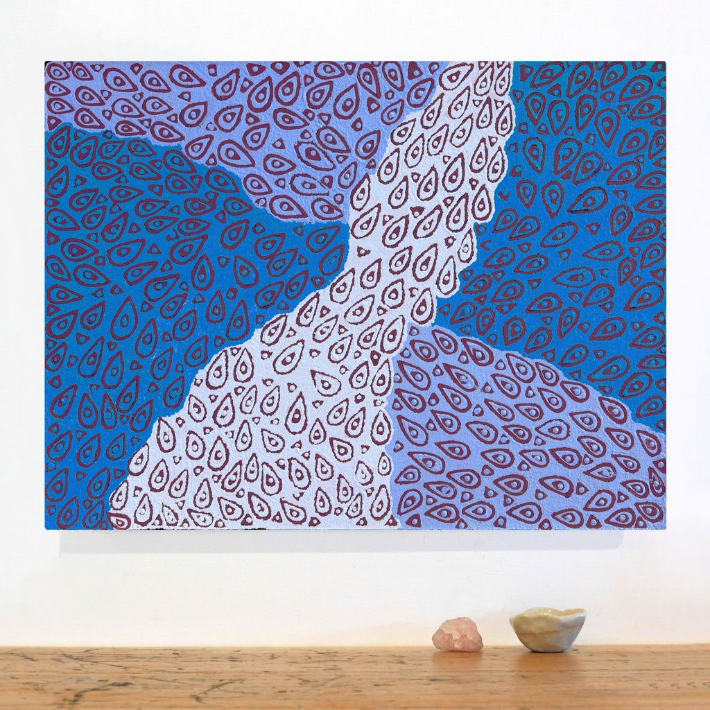 Aboriginal Artwork by Maisie Napurrurla Wayne, Lukarrara Jukurrpa (Desert Fringe-rush Seed Dreaming), 61x46cm