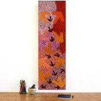 Aboriginal Artwork by Margaret Nangala Gallagher, Yankirri Jukurrpa (Emu Dreaming), 107x30cm
