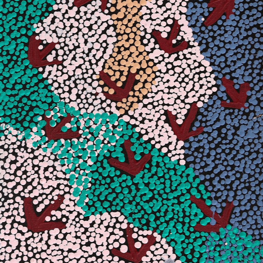 Aboriginal Artwork by Margaret Nangala Gallagher, Yankirri Jukurrpa (Emu Dreaming), 107x30cm