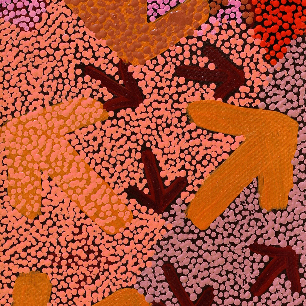 Aboriginal Artwork by Margaret Nangala Gallagher, Yankirri Jukurrpa (Emu Dreaming), 107x30cm