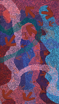 Aboriginal Artwork by Margaret Nangala Gallagher, Yankirri Jukurrpa (Emu Dreaming), 107x61cm