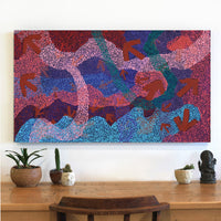 Aboriginal Artwork by Margaret Nangala Gallagher, Yankirri Jukurrpa (Emu Dreaming), 107x61cm