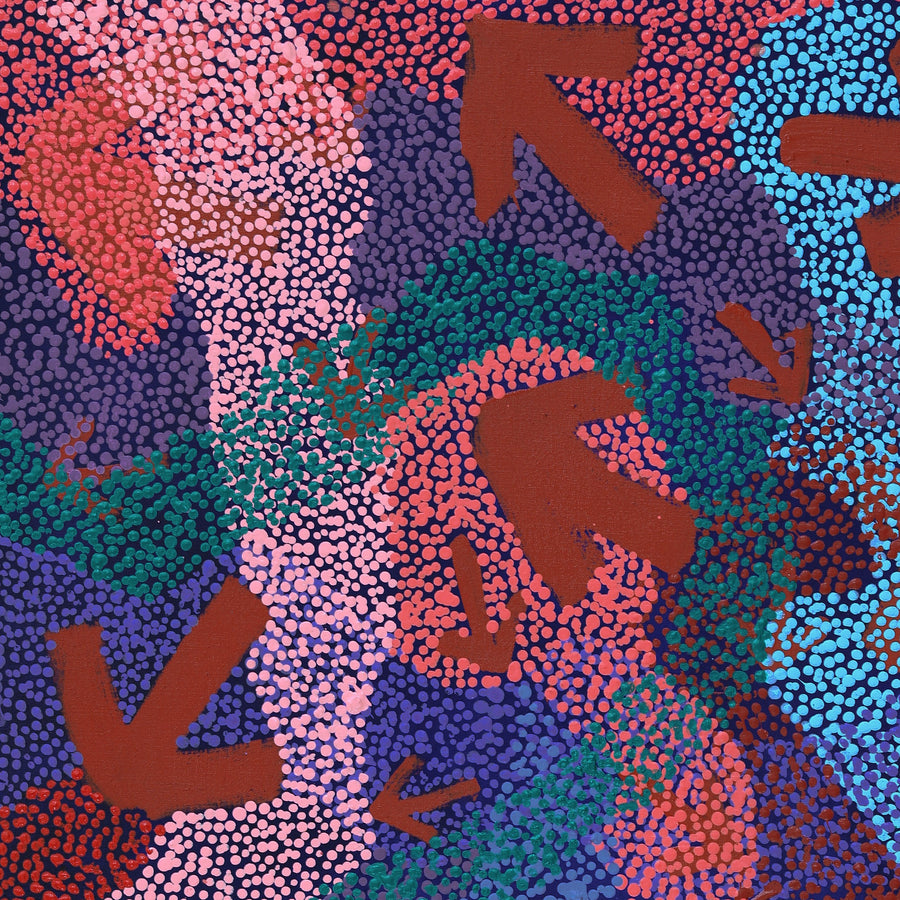 Aboriginal Artwork by Margaret Nangala Gallagher, Yankirri Jukurrpa (Emu Dreaming), 107x61cm