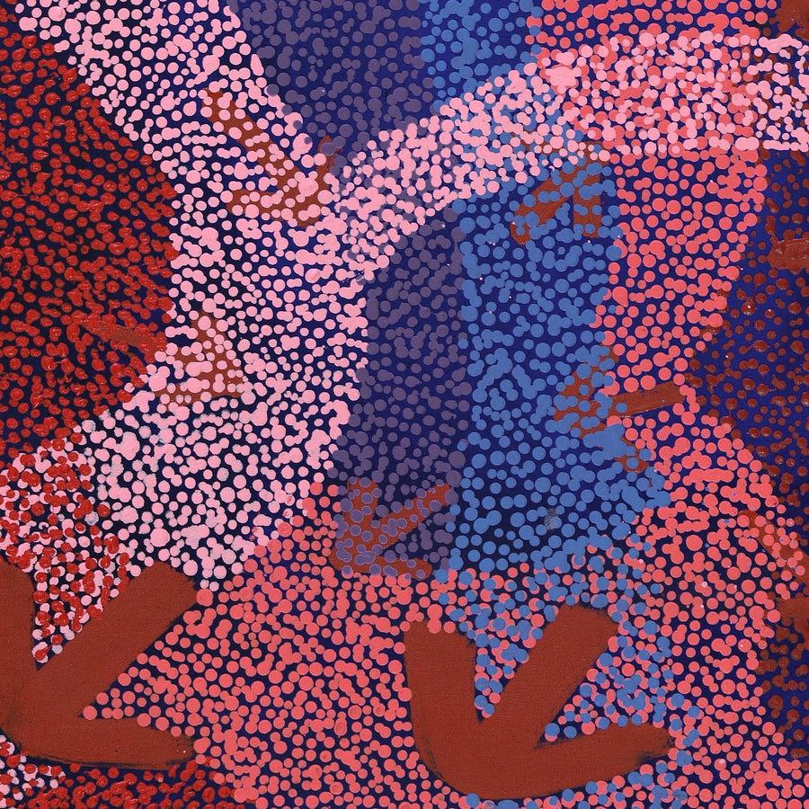 Aboriginal Artwork by Margaret Nangala Gallagher, Yankirri Jukurrpa (Emu Dreaming), 107x61cm
