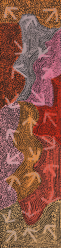Aboriginal Artwork by Margaret Nangala Gallagher, Yankirri Jukurrpa (Emu Dreaming), 122x30cm