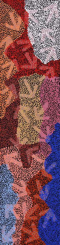 Aboriginal Artwork by Margaret Nangala Gallagher, Yankirri Jukurrpa (Emu Dreaming), 122x30cm
