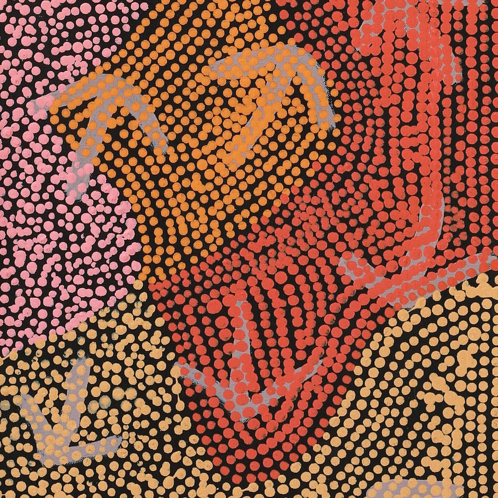 Aboriginal Artwork by Margaret Nangala Gallagher, Yankirri Jukurrpa (Emu Dreaming), 122x30cm