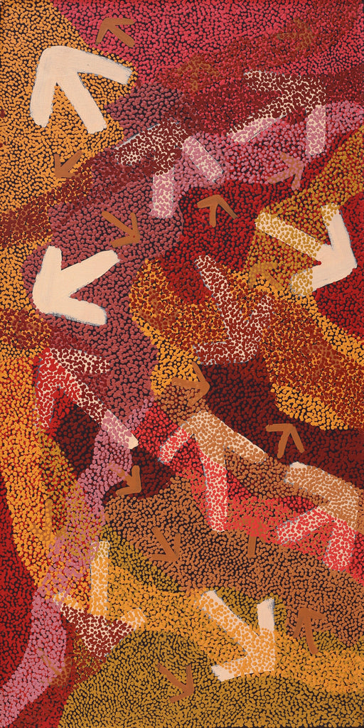 Aboriginal Artwork by Margaret Nangala Gallagher, Yankirri Jukurrpa (Emu Dreaming), 122x61cm