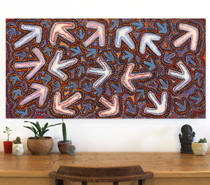 Aboriginal Artwork by Margaret Nangala Gallagher, Yankirri Jukurrpa (Emu Dreaming), 122x61cm - ART ARK®