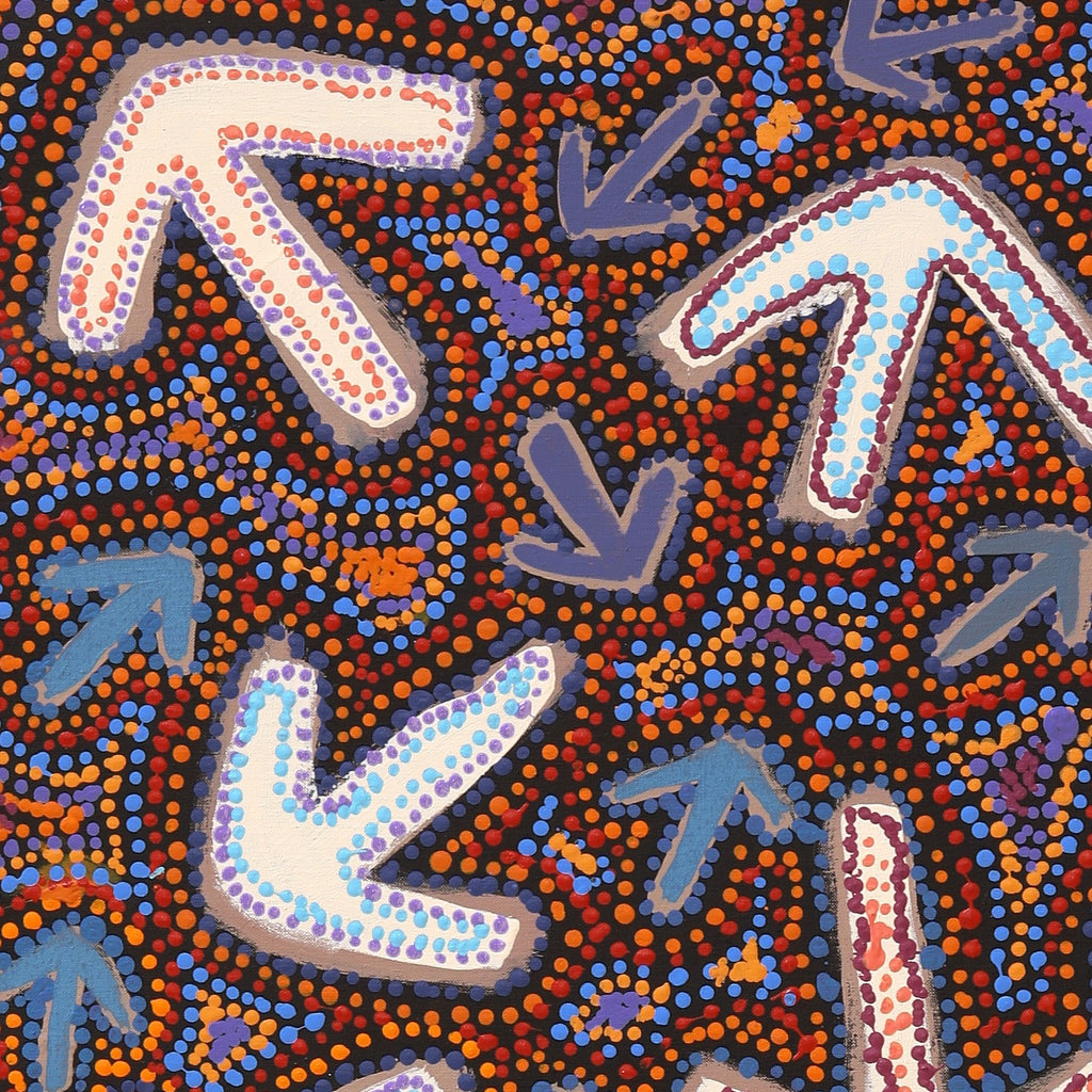 Aboriginal Artwork by Margaret Nangala Gallagher, Yankirri Jukurrpa (Emu Dreaming), 122x61cm