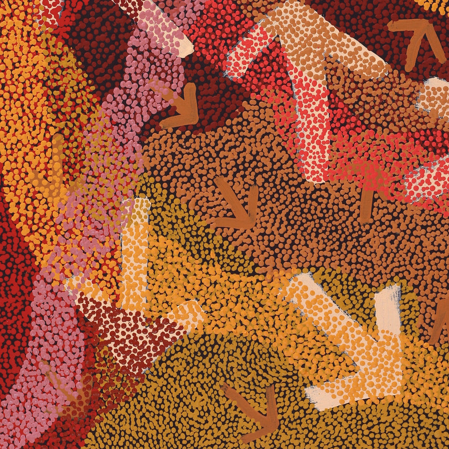 Aboriginal Artwork by Margaret Nangala Gallagher, Yankirri Jukurrpa (Emu Dreaming), 122x61cm