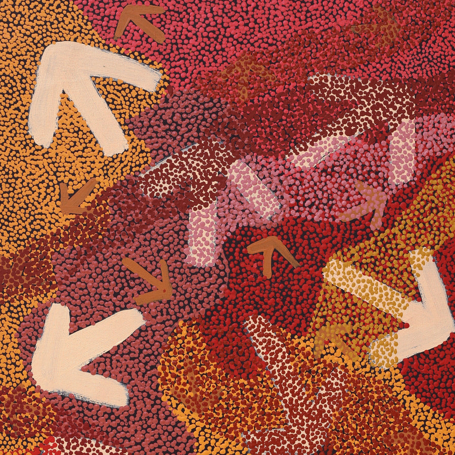 Aboriginal Artwork by Margaret Nangala Gallagher, Yankirri Jukurrpa (Emu Dreaming), 122x61cm
