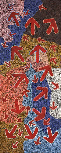 Aboriginal Artwork by Margaret Nangala Gallagher, Yankirri Jukurrpa (Emu Dreaming), 152x61cm