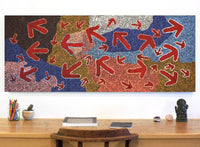Aboriginal Artwork by Margaret Nangala Gallagher, Yankirri Jukurrpa (Emu Dreaming), 152x61cm